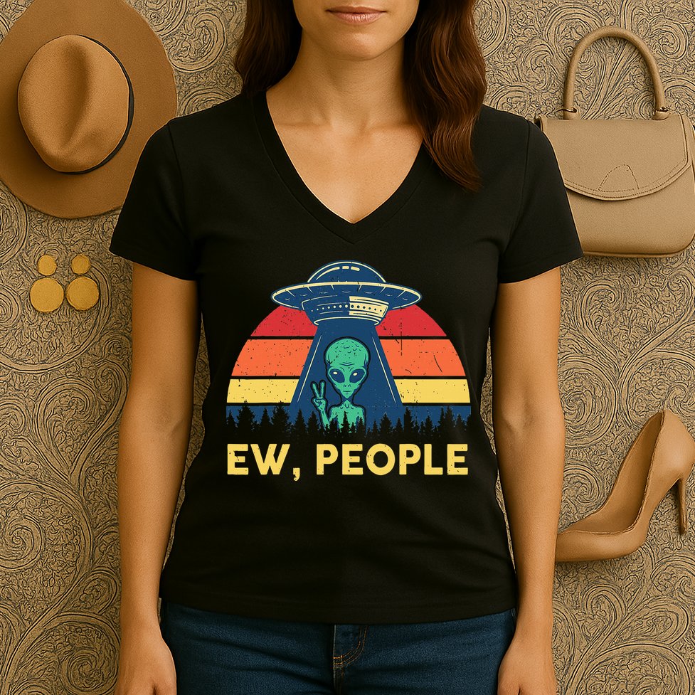 Ew People  Ufo Alien Costume Women's V-Neck T-Shirt