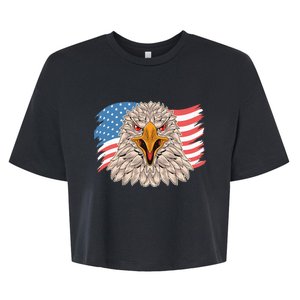 Eagle Patriotic Veteran 4th Of July USA Flag Bella+Canvas Jersey Crop Tee