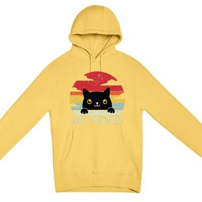 Ew People Vintage Black Cat For Cat Lover Premium Pullover Hoodie