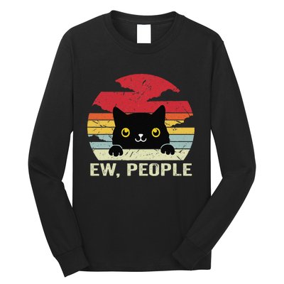 Ew People Vintage Black Cat For Cat Lover Long Sleeve Shirt