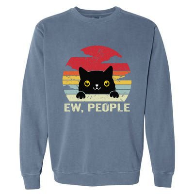 Ew People Vintage Black Cat For Cat Lover Garment-Dyed Sweatshirt