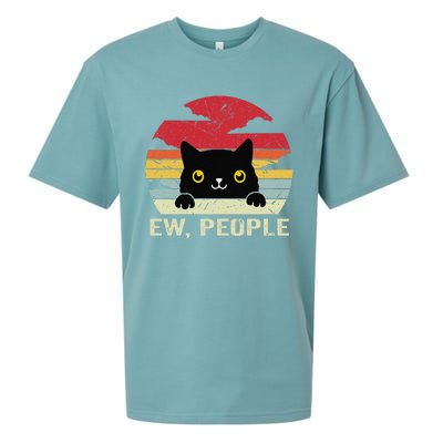 Ew People Vintage Black Cat For Cat Lover Sueded Cloud Jersey T-Shirt