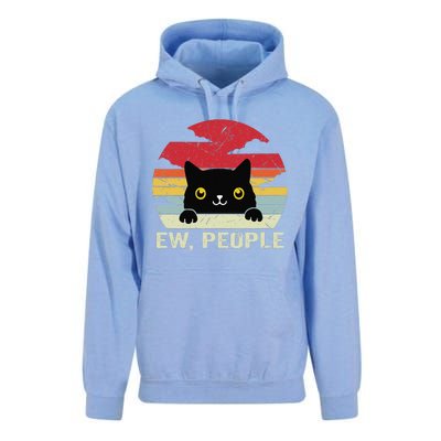 Ew People Vintage Black Cat For Cat Lover Unisex Surf Hoodie