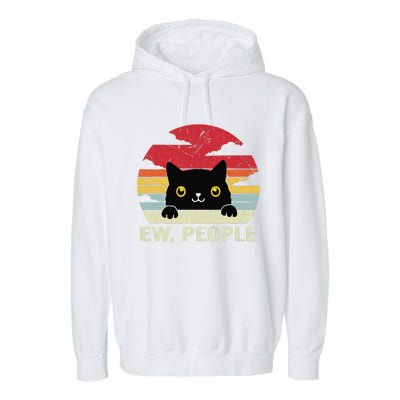 Ew People Vintage Black Cat For Cat Lover Garment-Dyed Fleece Hoodie