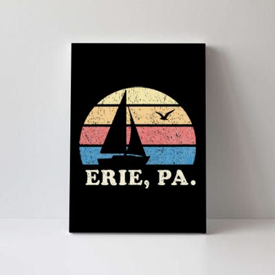 Erie PA Vintage Sailboat 70s Throwback Sunset Canvas