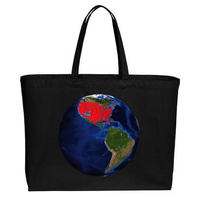 Earth Planet With Red Electoral Map 2024 Occupy Solar System Cotton Canvas Jumbo Tote