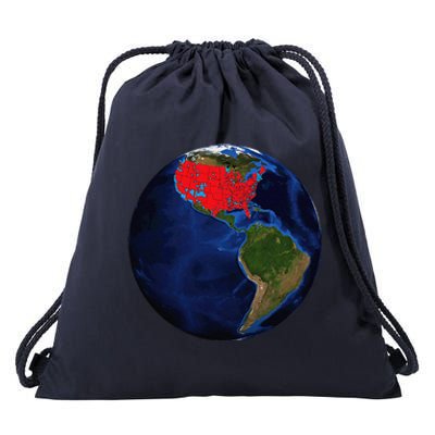 Earth Planet With Red Electoral Map 2024 Occupy Solar System Drawstring Bag