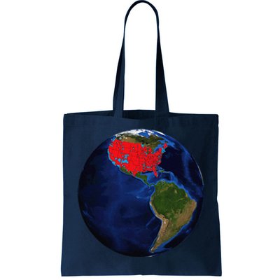 Earth Planet With Red Electoral Map 2024 Occupy Solar System Tote Bag