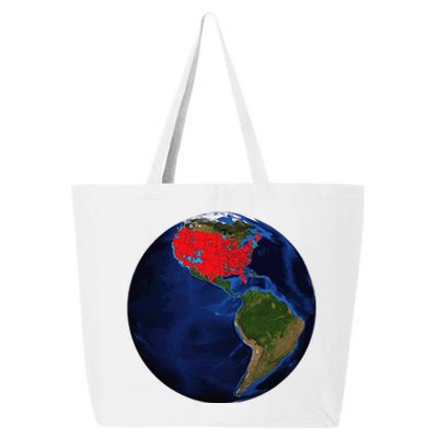 Earth Planet With Red Electoral Map 2024 Occupy Solar System 25L Jumbo Tote