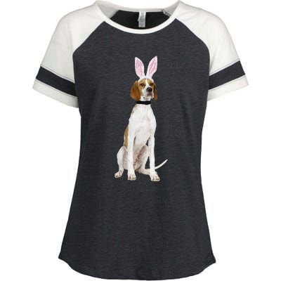 English Pointer Wearing Easter Bunny Ears Dog Enza Ladies Jersey Colorblock Tee