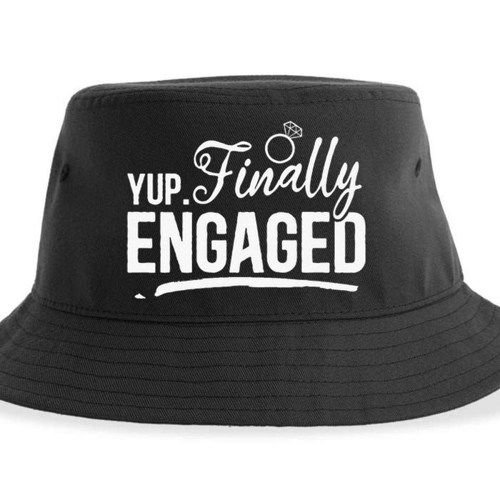 Engagement Party Yup Finally Engaged Newly Engaged Sustainable Bucket Hat