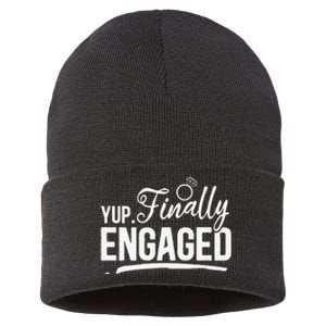 Engagement Party Yup Finally Engaged Newly Engaged Sustainable Knit Beanie