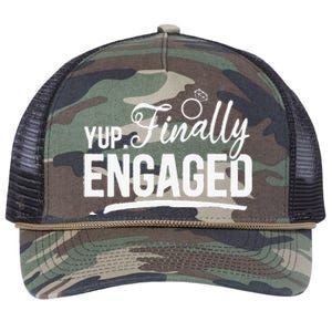 Engagement Party Yup Finally Engaged Newly Engaged Retro Rope Trucker Hat Cap