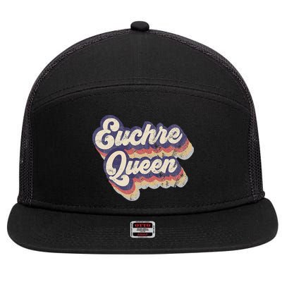 Euchre Queen Euchre Card Game Player Vintage Euchre 7 Panel Mesh Trucker Snapback Hat