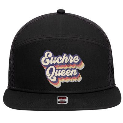 Euchre Queen Euchre Card Game Player Vintage Euchre 7 Panel Mesh Trucker Snapback Hat