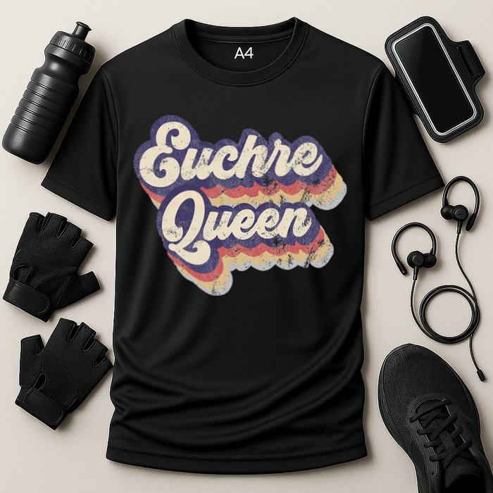 Euchre Queen Euchre Card Game Player Vintage Euchre Performance Shirt