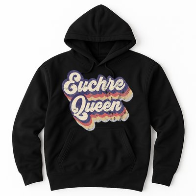 Euchre Queen Euchre Card Game Player Vintage Euchre Hoodie