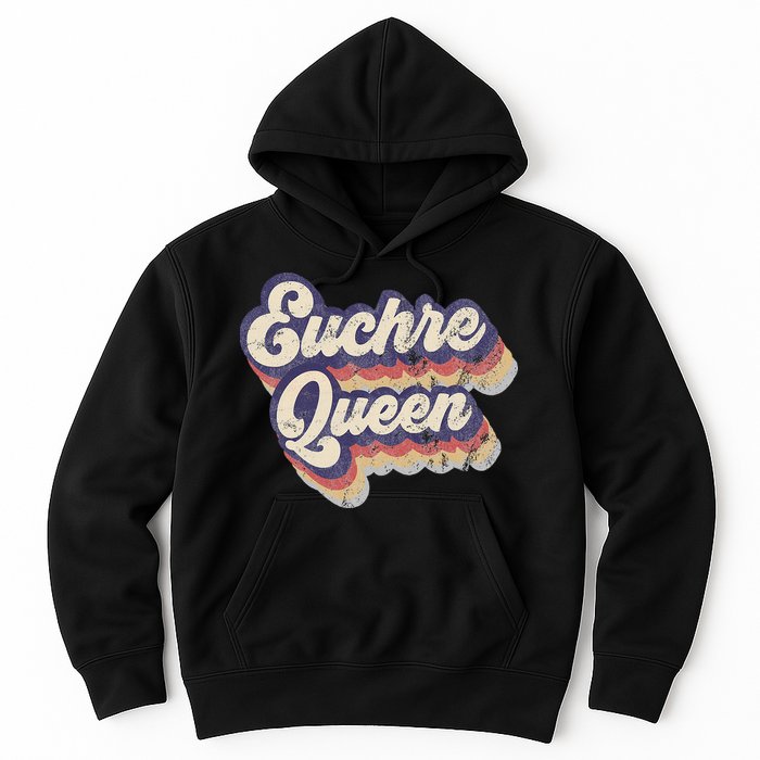 Euchre Queen Euchre Card Game Player Vintage Euchre Hoodie