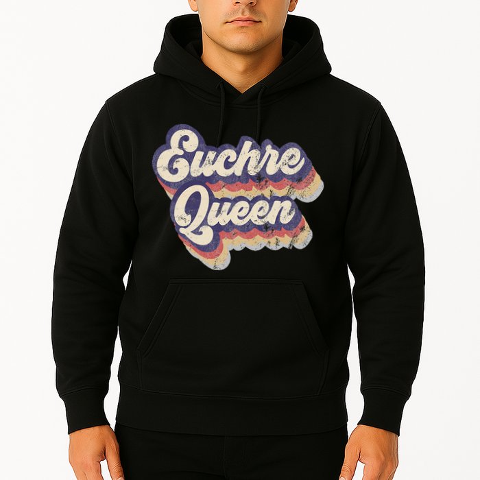 Euchre Queen Euchre Card Game Player Vintage Euchre Hoodie