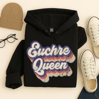 Euchre Queen Euchre Card Game Player Vintage Euchre Hoodie