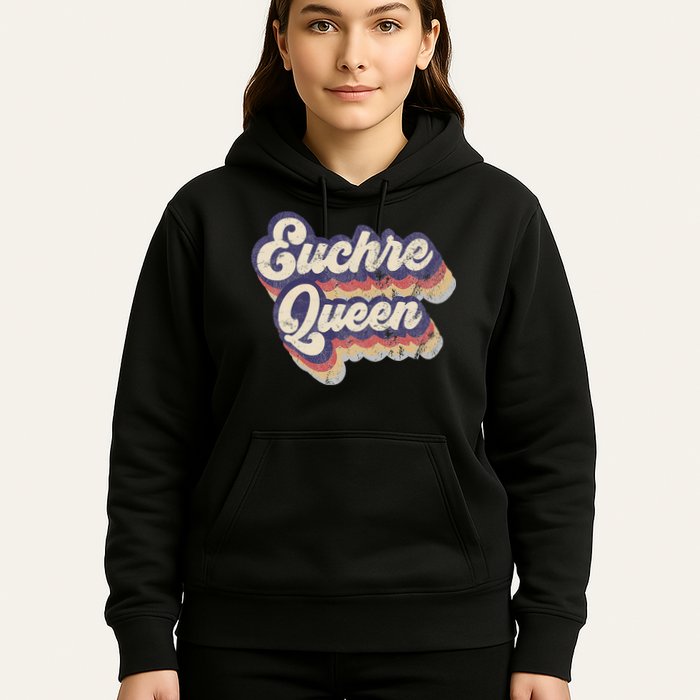 Euchre Queen Euchre Card Game Player Vintage Euchre Hoodie