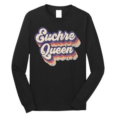 Euchre Queen Euchre Card Game Player Vintage Euchre Long Sleeve Shirt