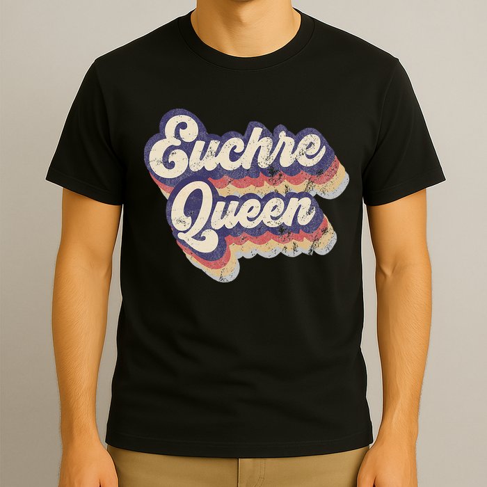 Euchre Queen Euchre Card Game Player Vintage Euchre T-Shirt