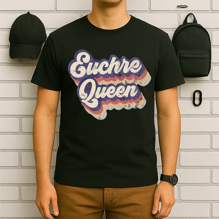 Euchre Queen Euchre Card Game Player Vintage Euchre T-Shirt