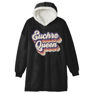 Euchre Queen Euchre Card Game Player Vintage Euchre Hooded Wearable Blanket