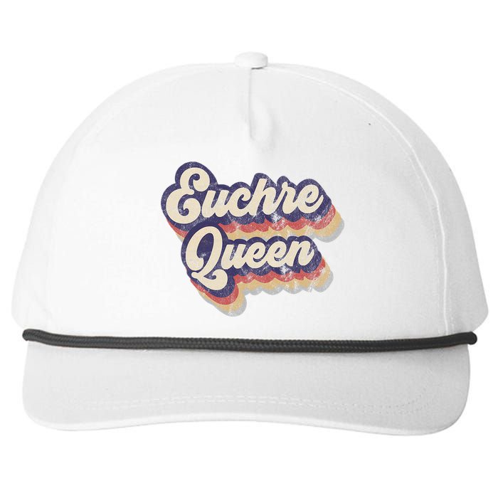 Euchre Queen Euchre Card Game Player Vintage Euchre Snapback Five-Panel Rope Hat