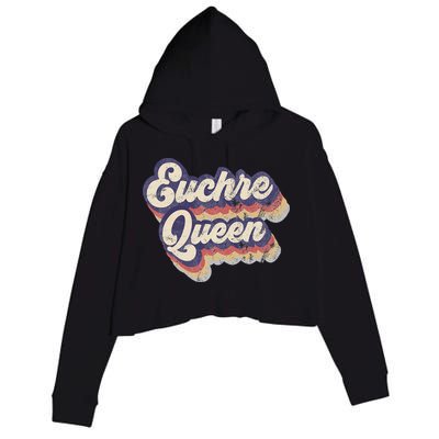Euchre Queen Euchre Card Game Player Vintage Euchre Crop Fleece Hoodie