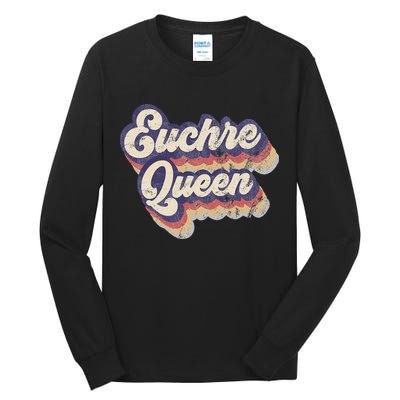 Euchre Queen Euchre Card Game Player Vintage Euchre Tall Long Sleeve T-Shirt