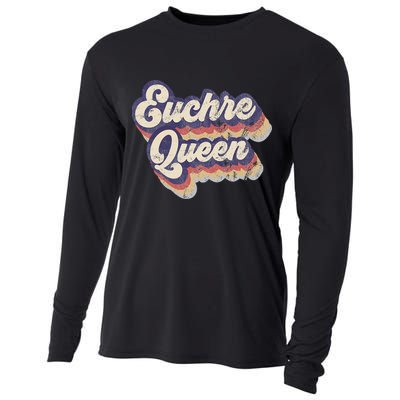 Euchre Queen Euchre Card Game Player Vintage Euchre Cooling Performance Long Sleeve Crew
