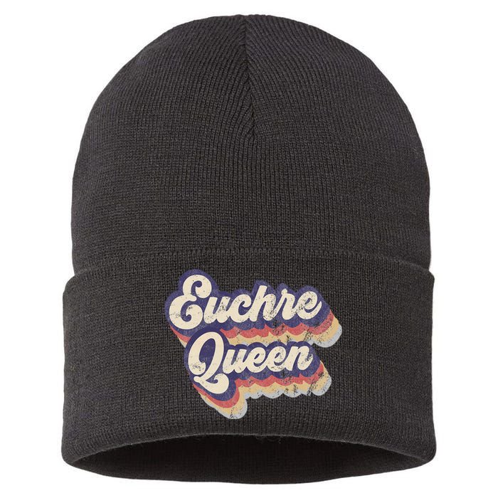 Euchre Queen Euchre Card Game Player Vintage Euchre Sustainable Knit Beanie