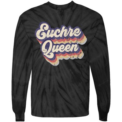 Euchre Queen Euchre Card Game Player Vintage Euchre Tie-Dye Long Sleeve Shirt