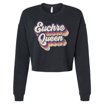 Euchre Queen Euchre Card Game Player Vintage Euchre Cropped Pullover Crew