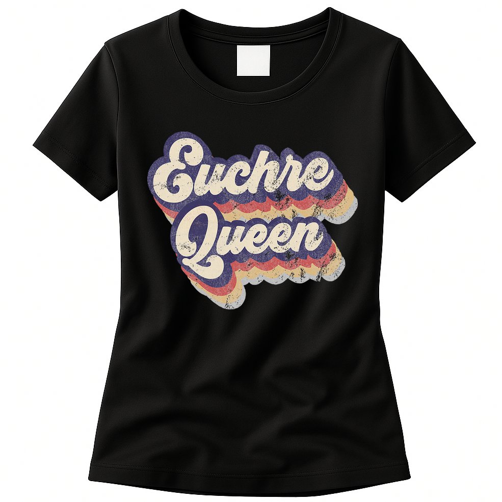 Euchre Queen Euchre Card Game Player Vintage Euchre Womens T-Shirt