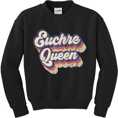 Euchre Queen Euchre Card Game Player Vintage Euchre Kids Sweatshirt
