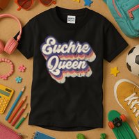 Euchre Queen Euchre Card Game Player Vintage Euchre Kids T-Shirt
