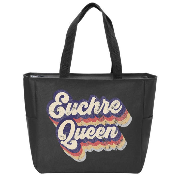 Euchre Queen Euchre Card Game Player Vintage Euchre Zip Tote Bag