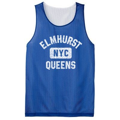 Elmhurst Queens Nyc Gym Style Distressed White Print Gift Mesh Reversible Basketball Jersey Tank