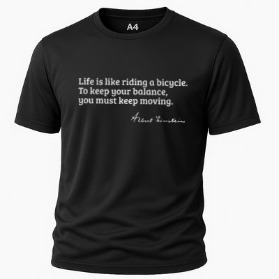 Einstein Quote On How Life Is Like A Bicycle Cooling Performance Crew T-Shirt