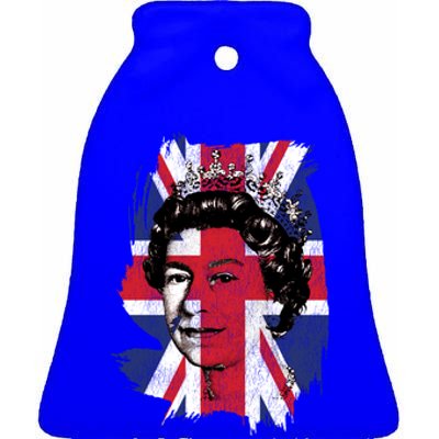 Elizabeth Queen Of England Union Jack Flag Queen Of England Cool Gift Ceramic Bell Ornament