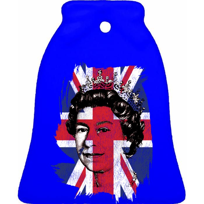 Elizabeth Queen Of England Union Jack Flag Queen Of England Cool Gift Ceramic Bell Ornament