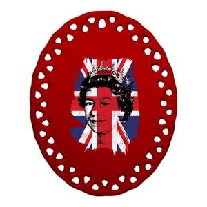 Elizabeth Queen Of England Union Jack Flag Queen Of England Cool Gift Ceramic Oval Ornament