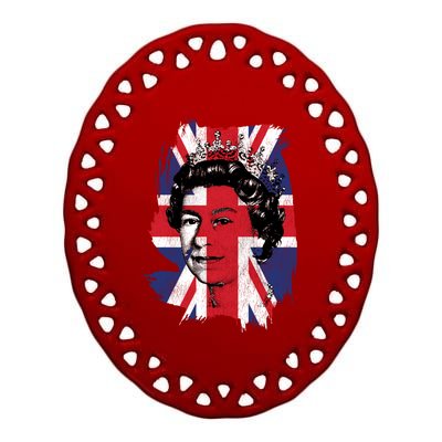 Elizabeth Queen Of England Union Jack Flag Queen Of England Cool Gift Ceramic Oval Ornament