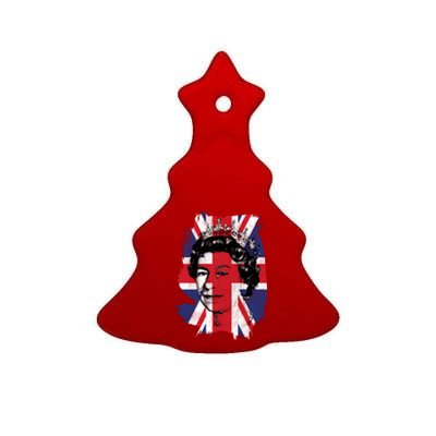 Elizabeth Queen Of England Union Jack Flag Queen Of England Cool Gift Ceramic Tree Ornament