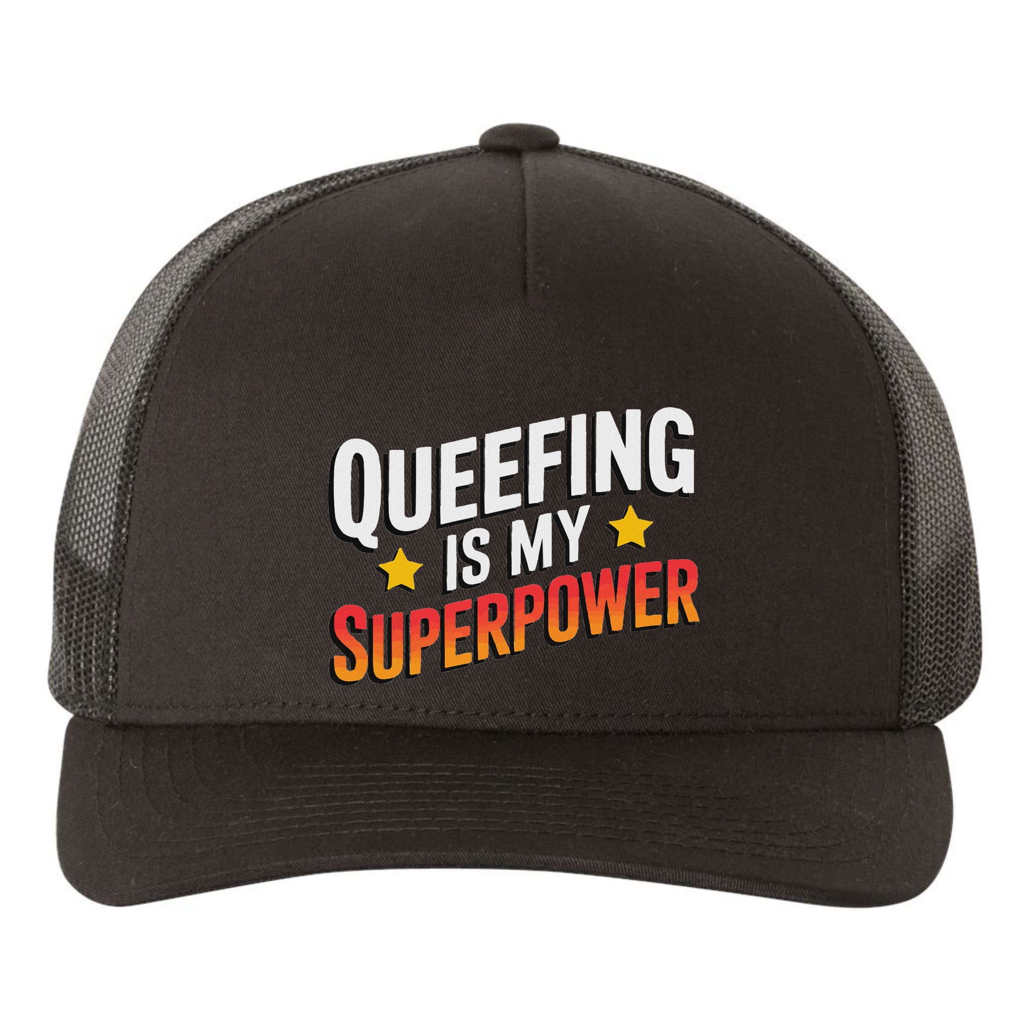 Embarassing Queef Queen Queefed Inappropriate Fart Queefing Yupoong Adult 5-Panel Trucker Hat