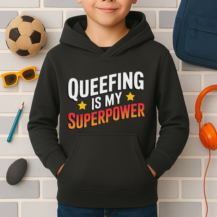 Embarassing Queef Queen Queefed Inappropriate Fart Queefing Kids Hoodie