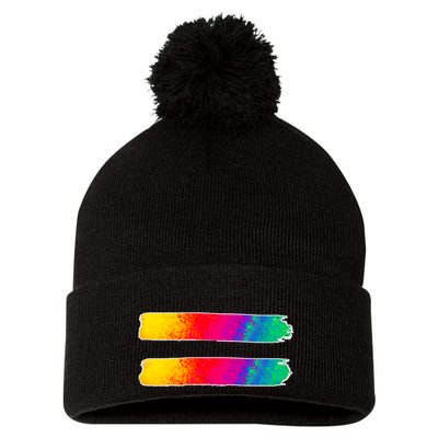 Equality Equal Sign LGBT Pride Awareness Pom Pom 12in Knit Beanie